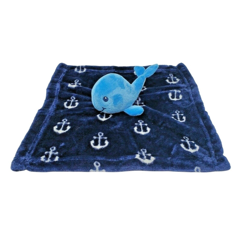Blue Whale Lovey Security Baby Blanket Plush Blankie Soft HB Hudson Anchors SOFT